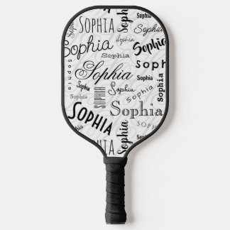Sophia Typografie Zwart Wit Pickleball Paddle