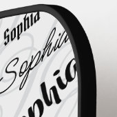 Sophia Typografie Zwart Wit Pickleball Paddle (Links Detail)