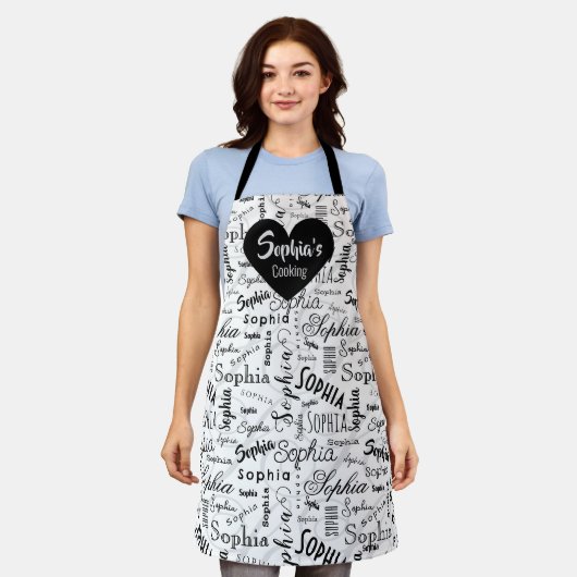 Sophia Typografie Zwart Wit Schort (Gedragen)