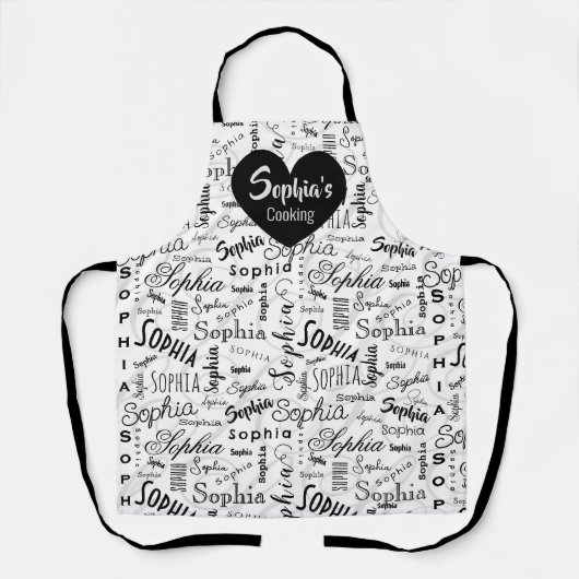 Sophia Typografie Zwart Wit Schort (Voorkant)