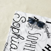 Sophia Typografie Zwart Wit Strandlaken (In situ)