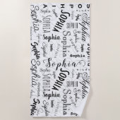 Sophia Typografie Zwart Wit Strandlaken (Voorkant)