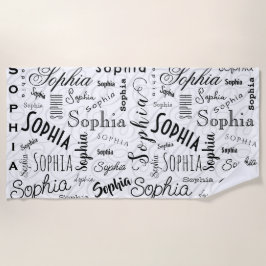 Sophia Typography Black White Strandlaken