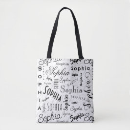 Sophia Typography Black White Tote Bag