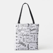 Sophia Typography Black White Tote Bag (Achterkant)