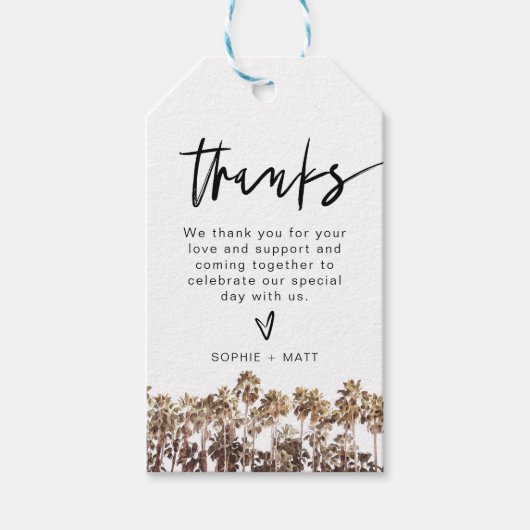 SOPHIA | Waterverf Palmboom Strand Tropisch Cadeaulabel (Voorkant)