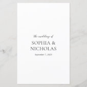 Sophia White Modern huwelijksmenu (Achterkant)