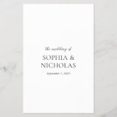 Sophia White Modern huwelijksmenu Flyer (Achterkant)