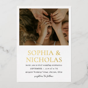 Sophia White Moderne bruiloft Folie Uitnodiging