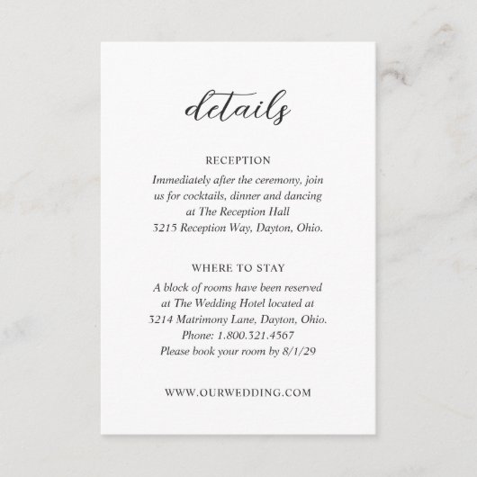 Sophia White Moderne bruiloft Informatiekaartje (Voorkant)