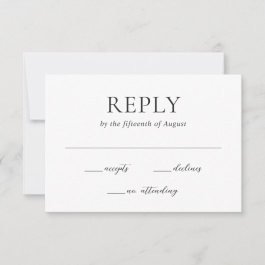 Sophia White Moderne bruiloft RSVP Kaartje (Voorkant)