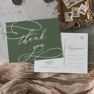 SOPHIA Woodland Olive Green Wedding Bedankt Briefkaart