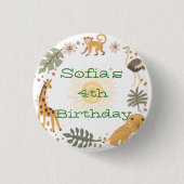 Sophia's Oerwoud Animal Party Ronde Button 3,2 Cm (Voorkant)
