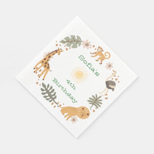 Sophia's Oerwoud Animal Party Servet (Hoek)