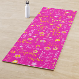 Sophie bloemen naam yogamat typografisch roze