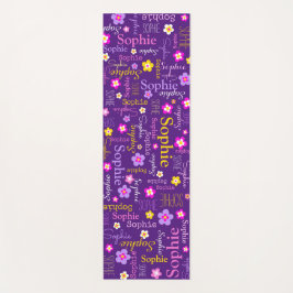 Sophie bloemnaam typografisch paarse roze yogamat