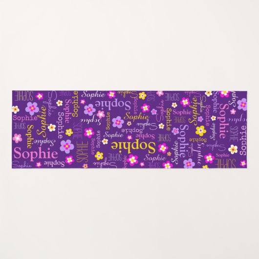Sophie bloemnaam typografisch paarse roze yogamat (Voorkant (horizontaal))