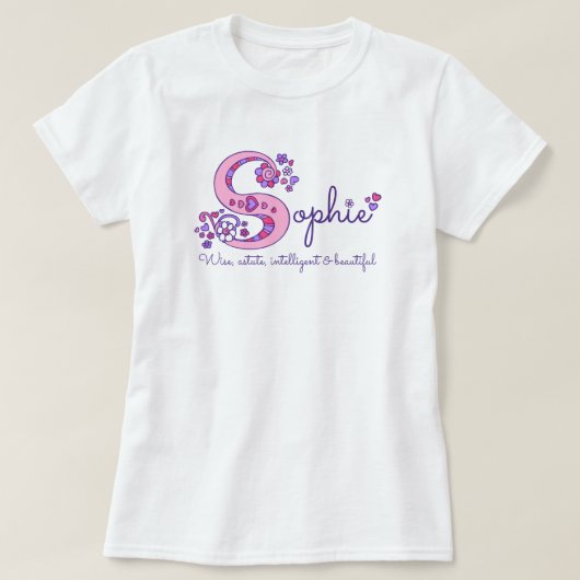 Sophie girl S naam betekent monogram shirt (Design voorkant)