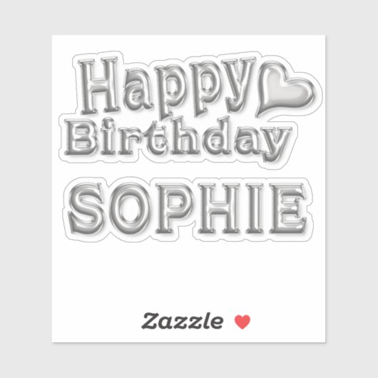 Sophie Happy Birthday silver Aufkleber Sticker (Vel)