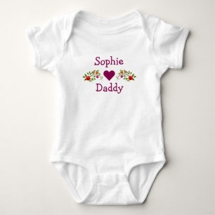 Sophie Hearts houdt van papa tweeling bloemen voge Romper