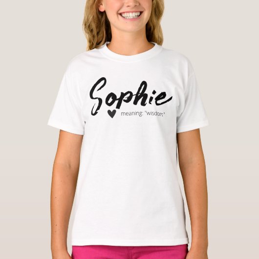 Sophie Name Betekenis minimale moderne tekstmeisje T-shirt (Voorkant)