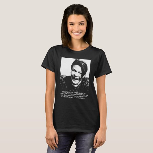 Sophie Scholl Freidenker voor vrede en vrijheid T-shirt (Voorkant volledig)