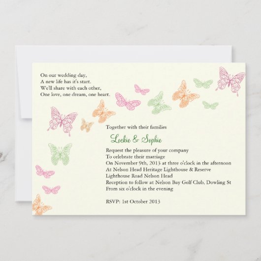 Sophie's finale huwelijksuitnodiging kaart (Voorkant)