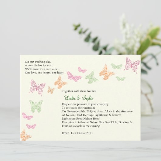 Sophie's finale huwelijksuitnodiging kaart (Staand voorkant)