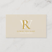 Sophistic Elegant Professional Monogram beige Visitekaartje (Voorkant)