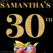 Sophisticated 30th Birthday Black Gold Banner Wandkleed