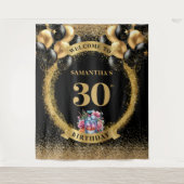 Sophisticated 30th Birthday Black Gold Whiskey Wandkleed (Voorkant)