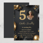 Sophisticated 50 verjaardagsfeestje kaart (Voorkant / Achterkant)