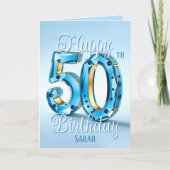 Sophisticated 50ste verjaardag met een stralende s kaart (Voorkant)