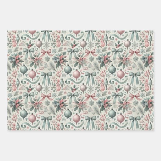 Sophisticated Adult Pastel Christmas Gift Wrap Set Inpakpapier Vel (Voorkant 3)