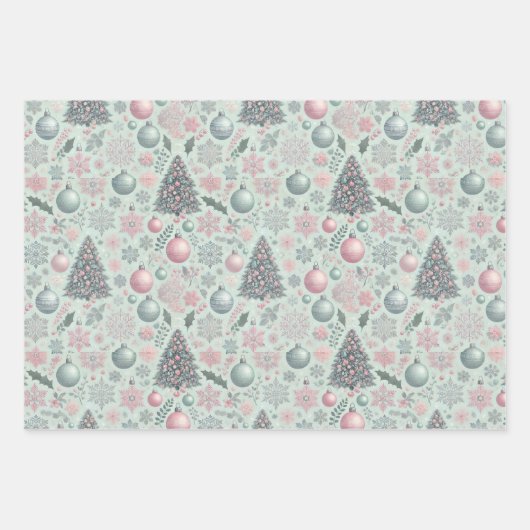 Sophisticated Adult Pastel Christmas Gift Wrap Set Inpakpapier Vel (Voorkant 2)