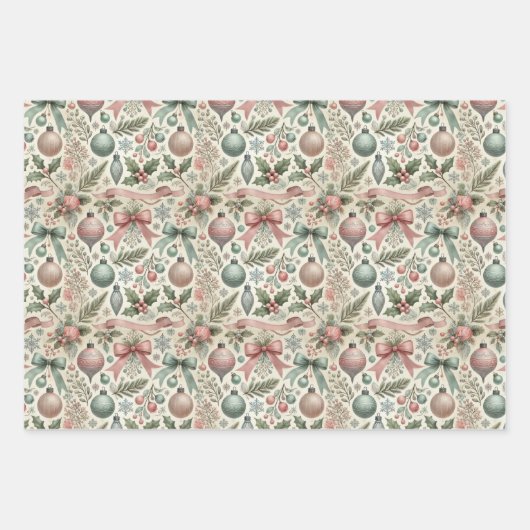 Sophisticated Adult Pastel Christmas Gift Wrap Set Inpakpapier Vel (Voorkant)