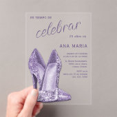Sophisticated Amethyst Spanish Feminine Birthday  Acryl Uitnodigingen (Insitu (Draagbaar))