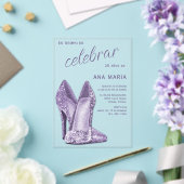 Sophisticated Amethyst Spanish Feminine Birthday  Acryl Uitnodigingen (Insitu (Huwelijk))