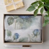 Sophisticated Artistic Waterverf Blauwe Rozen Tissuepapier (Geschenk)