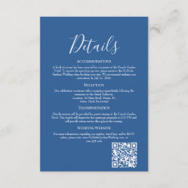 Sophisticated Azure Wedding Details Enclosure Card Informatiekaartje