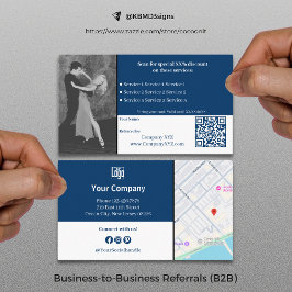 Sophisticated B2B Services QR Code Blauw Wit Aanbevelingskaartje