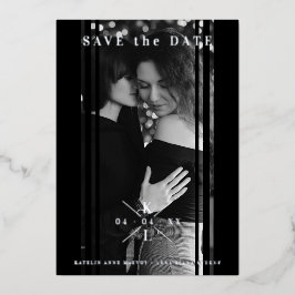 Sophisticated B&W Photo Couple Lesbian Gay Wedding Folie Uitnodiging