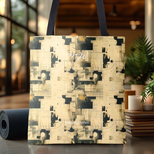 Sophisticated Beige Abstracte gepersonaliseerde Ca Tote Bag