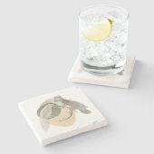 Sophisticated Bird Art Warm Neutral Stone Coaster Stenen Onderzetter (Zijkant)