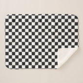 Sophisticated Black and White Checkered Pattern Sherpa Deken (Voorkant (horizontaal))