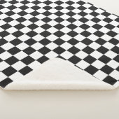 Sophisticated Black and White Checkered Pattern Sherpa Deken (3/4)