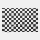 Sophisticated Black and White Checkered Pattern Theedoek (Horizontaal)