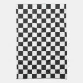 Sophisticated Black and White Checkered Pattern Theedoek (Verticaal)