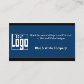 Sophisticated Black, Blue & White Company Visitekaartje (Voorkant)