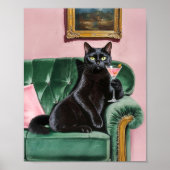 Sophisticated Black Cat Wall Art Print (Voorkant)